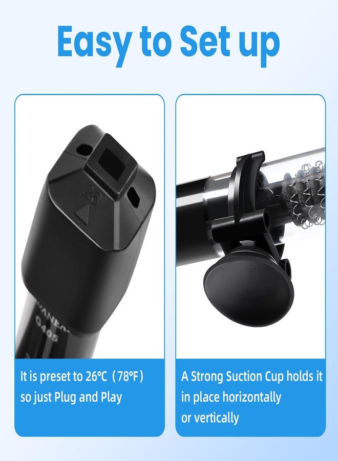 AQUANEAT سخان حوض أسماك أكوانيت، سخان حوض أسماك بيتا صغير بقدرة 25 واط، ترموستات مياه صغير مُسبق الضبط مع ميزان حرارة - Image 4